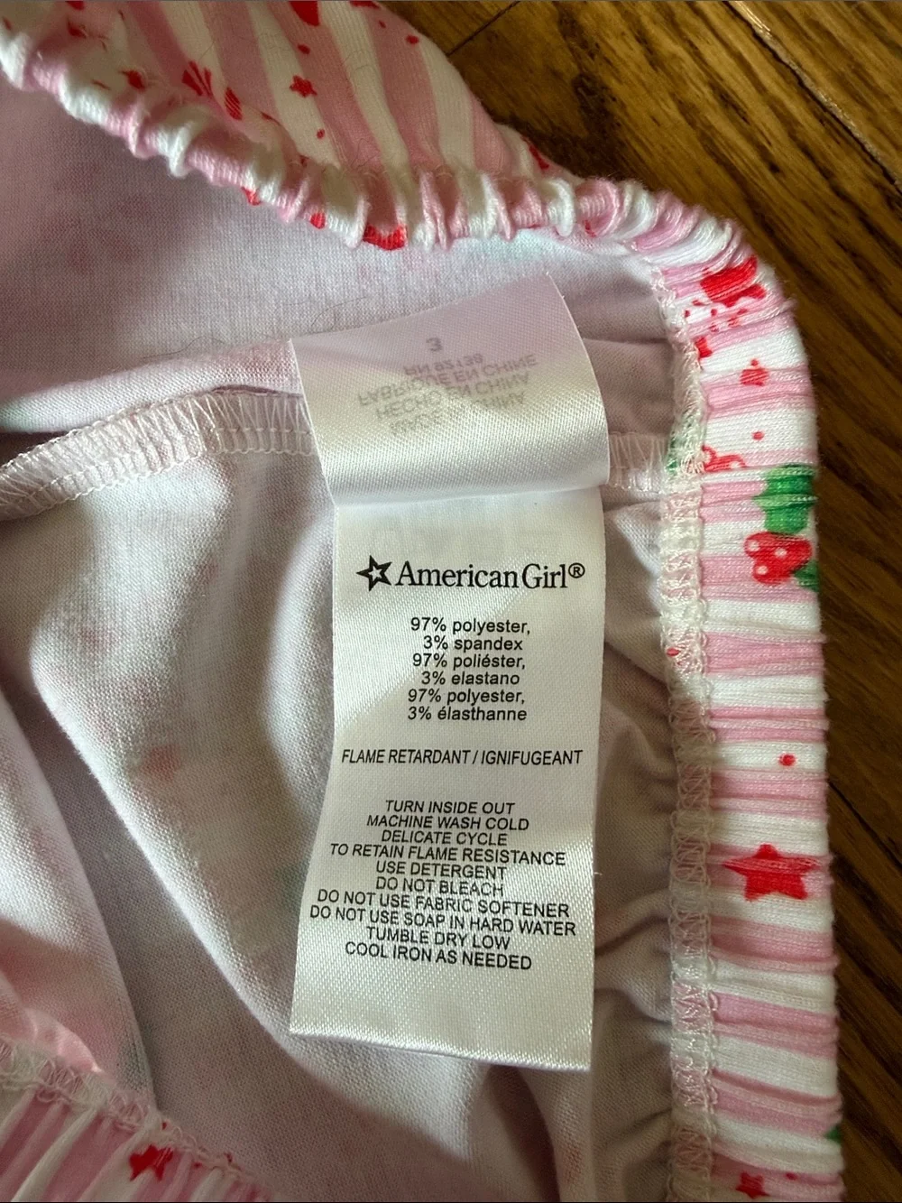 American Girl Pink and Red Candy Cane Holiday Pajama Set